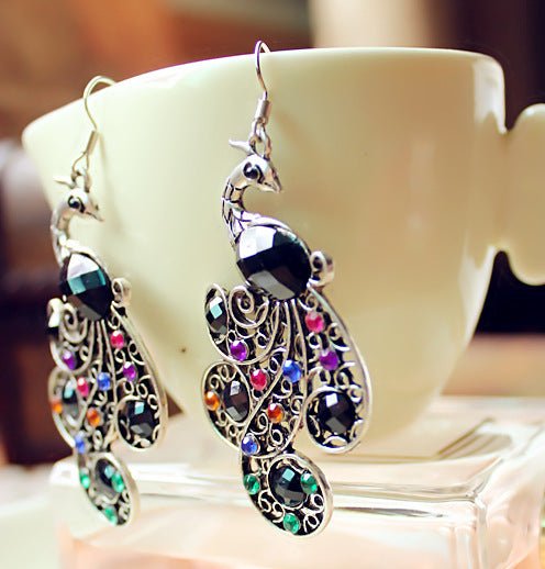 Peacock Earrings Gem-Jewearrings