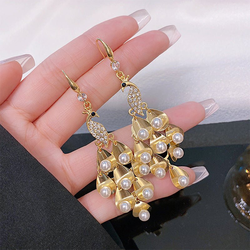 Peacock Earrings Pearl Exquisite Women-Jewearrings