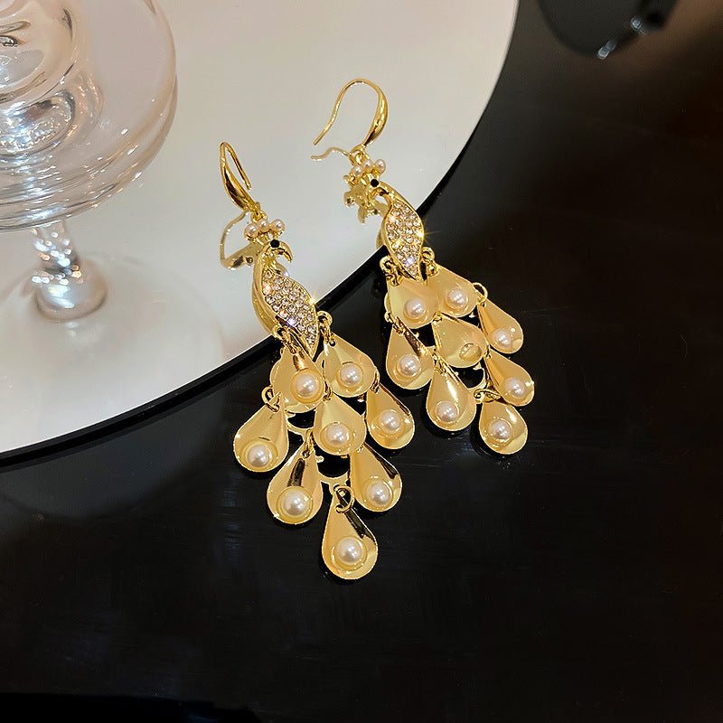 Peacock Earrings Pearl Exquisite Women-Jewearrings