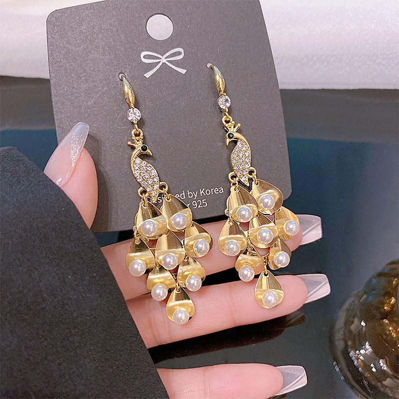 Peacock Earrings Pearl Exquisite Women-Jewearrings