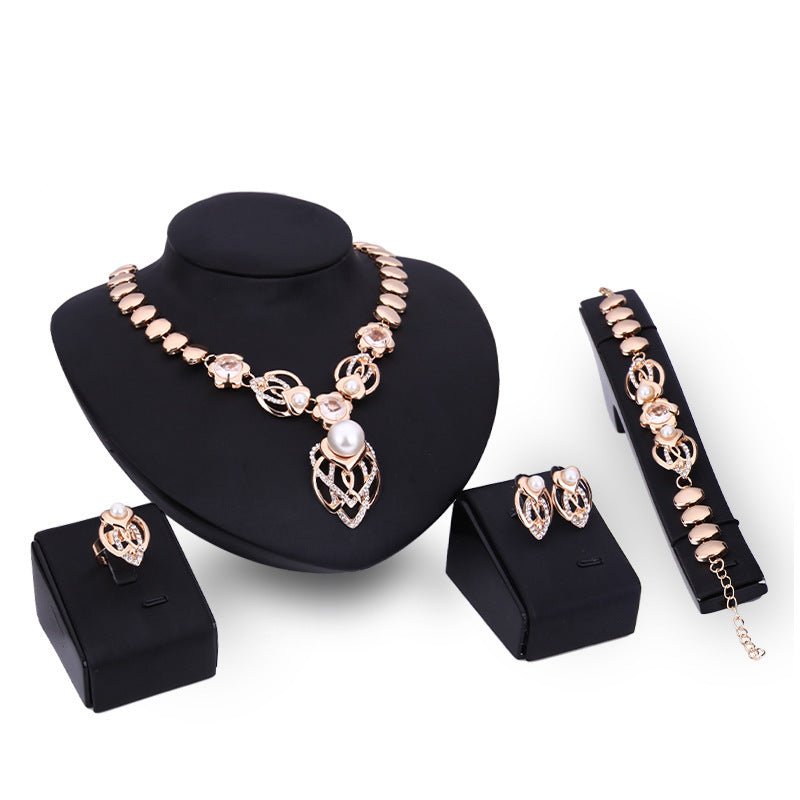 Pearl And Diamond Four-piece Necklace And Earrings-Jewearrings