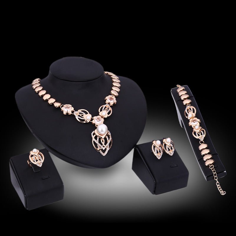 Pearl And Diamond Four-piece Necklace And Earrings-Jewearrings