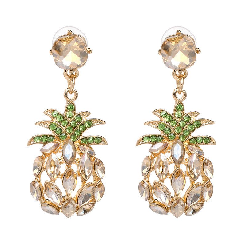 Pearl Big Pineapple Alloy Earrings-Jewearrings