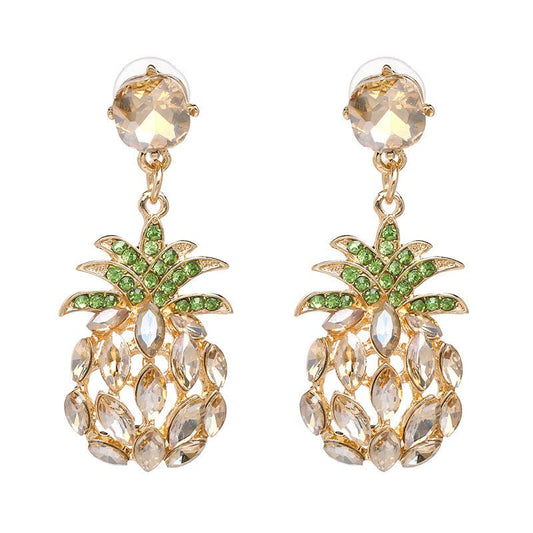 Pearl Big Pineapple Alloy Earrings-Jewearrings