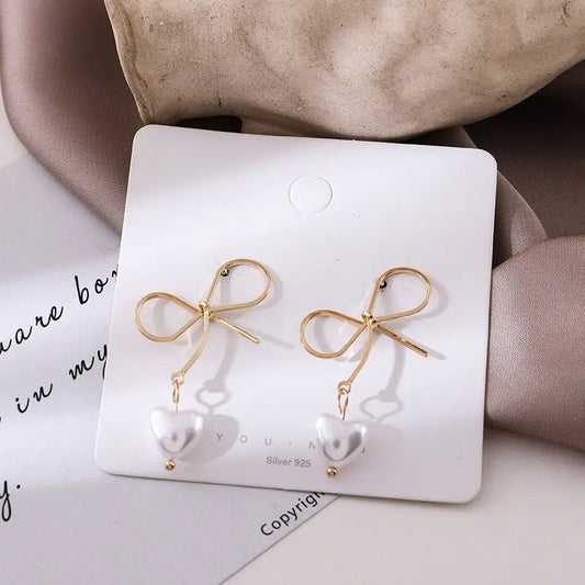 Pearl Bow Earrings: Cute & Elegant Studs (S925 Silver Needles)-Jewearrings