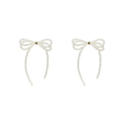 Pearl Bow Earrings - Elegant & Playful Earrings-Jewearrings