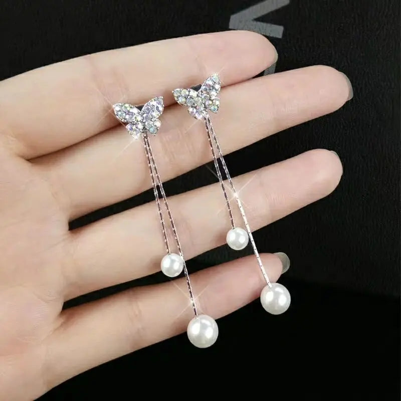 Pearl Bow Earrings | Sterling Silver Needle | Fashionable-Jewearrings