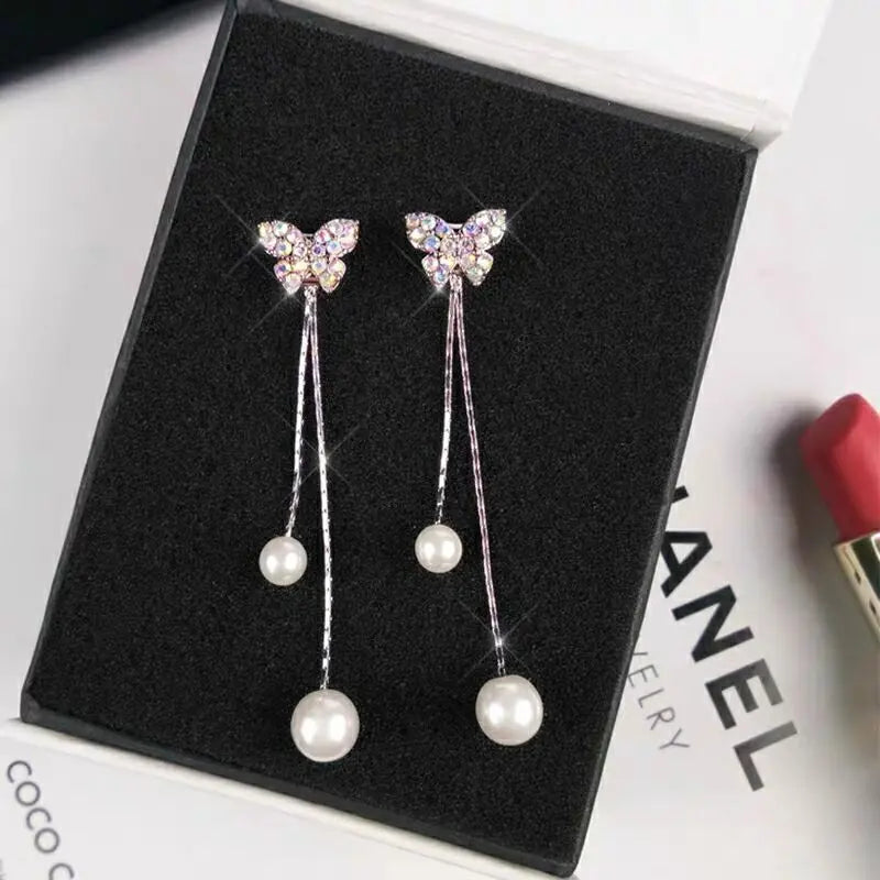 Pearl Bow Earrings | Sterling Silver Needle | Fashionable-Jewearrings