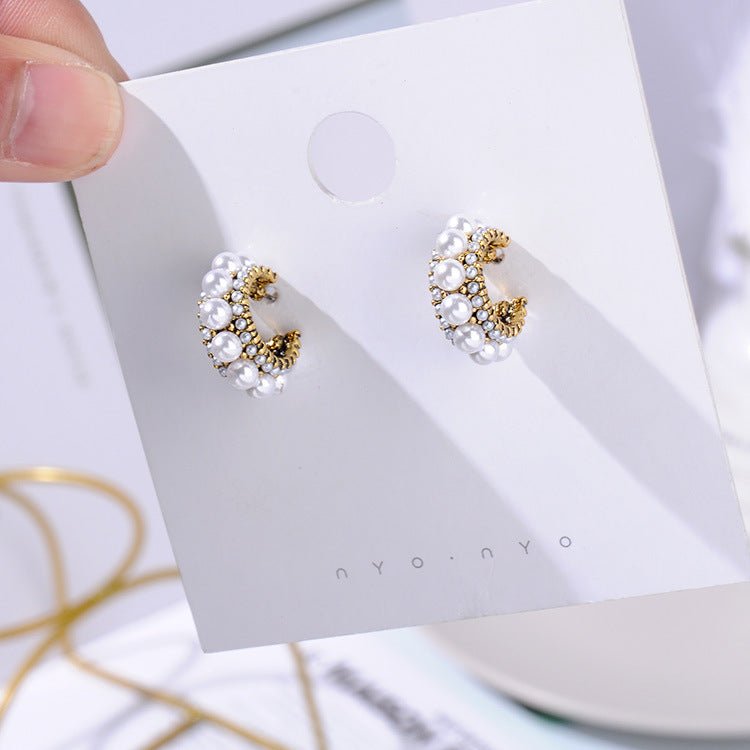 Pearl Diamond Earrings-Jewearrings