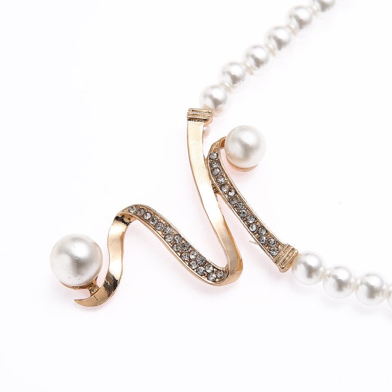 Pearl Diamond Necklace And Earrings Pendant Set-Jewearrings