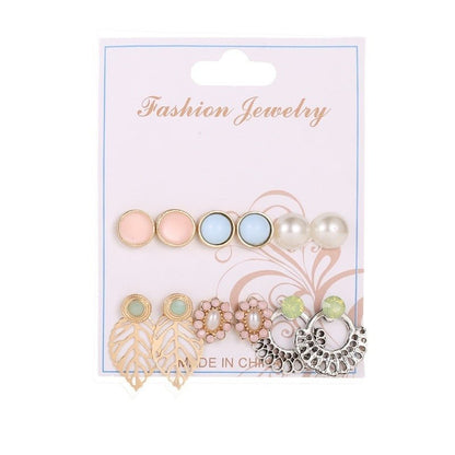 Pearl Flower Earrings 6 Pairs-Jewearrings