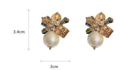 Pearl Flower Earrings 925 Silver Needle-Jewearrings