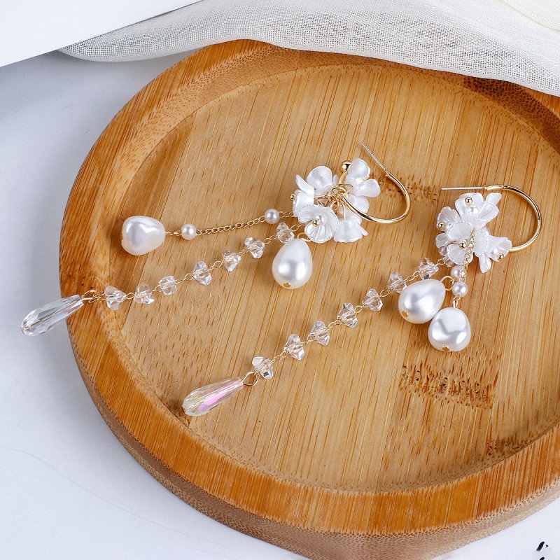 Pearl Flower Earrings 925 Silver Needle Korean Version-Jewearrings