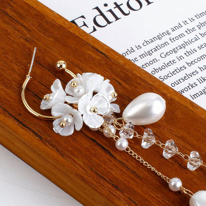 Pearl Flower Earrings 925 Silver Needle Korean Version-Jewearrings