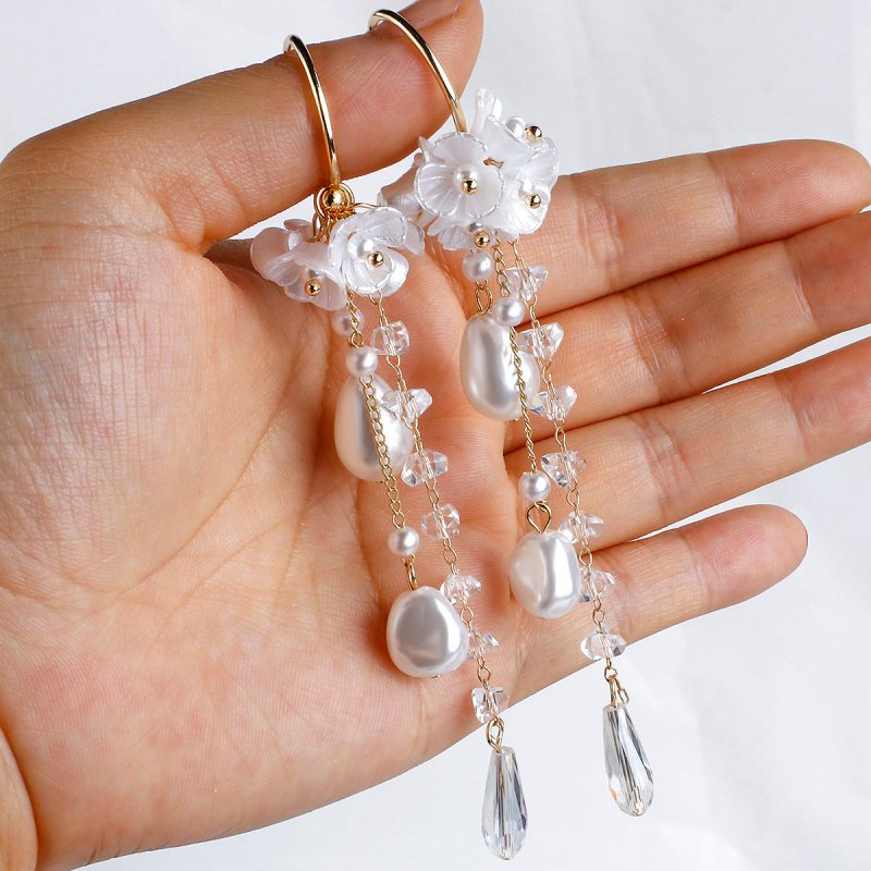 Pearl Flower Earrings 925 Silver Needle Korean Version-Jewearrings