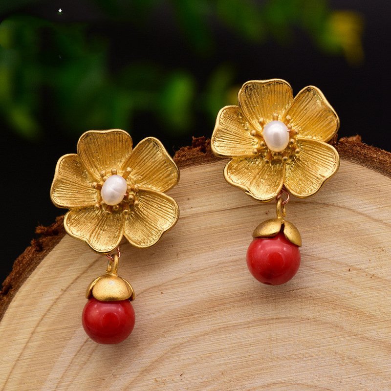 Pearl Flower Earrings 925 Tremella Natural-Jewearrings