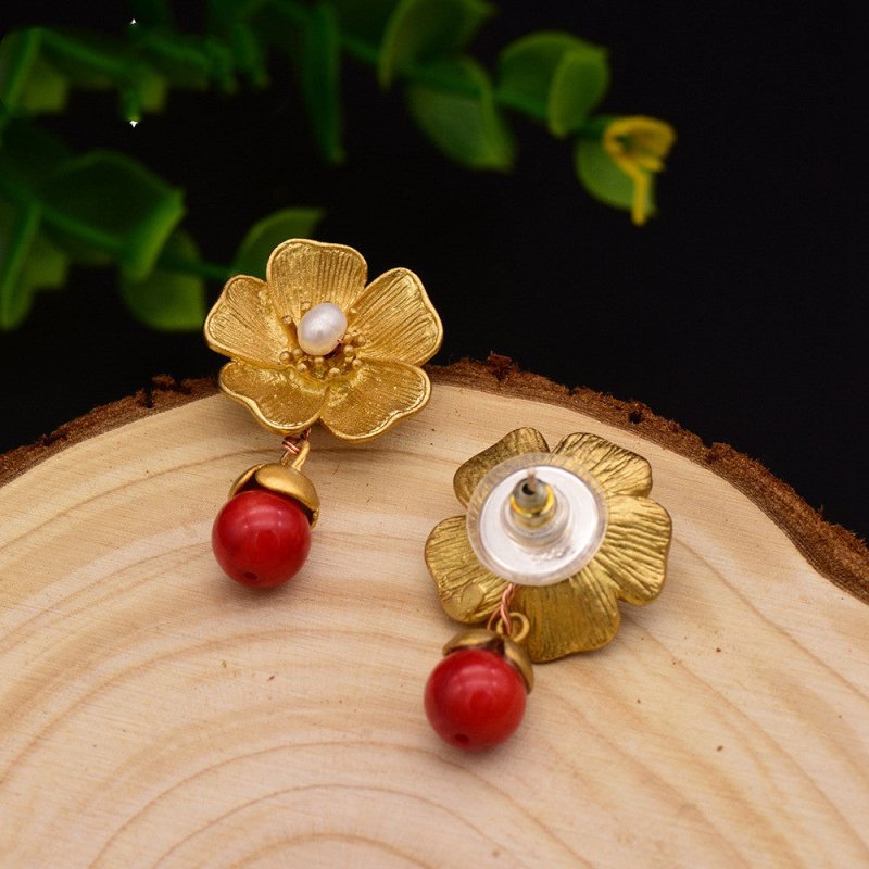 Pearl Flower Earrings 925 Tremella Natural-Jewearrings