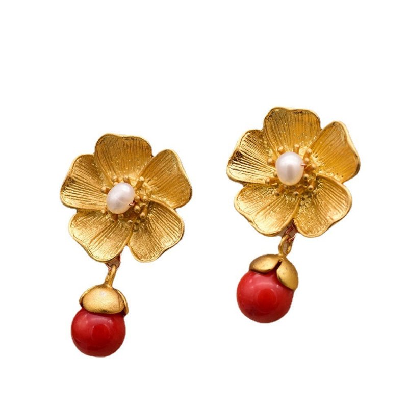 Pearl Flower Earrings 925 Tremella Natural-Jewearrings