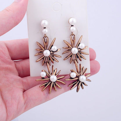 Pearl Flower Earrings -Alloy-Jewearrings