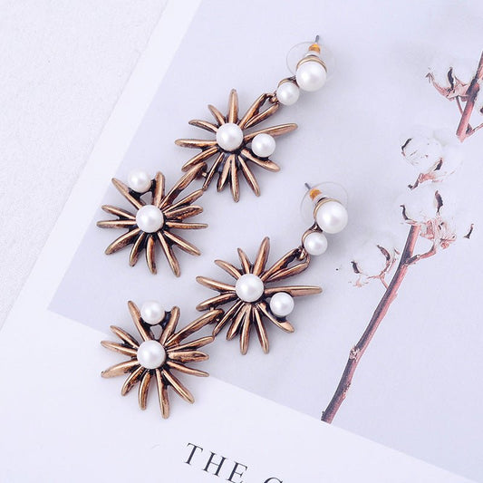 Pearl Flower Earrings -Alloy-Jewearrings