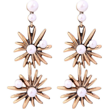 Pearl Flower Earrings -Alloy-Jewearrings