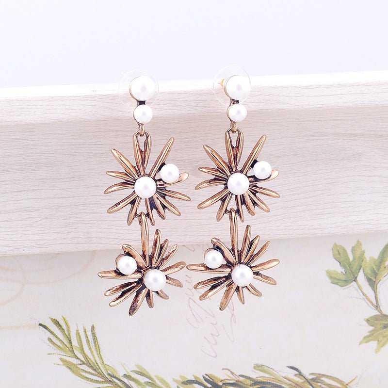 Pearl Flower Earrings -Alloy-Jewearrings