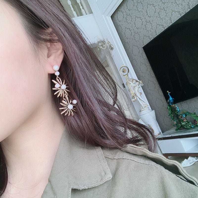 Pearl Flower Earrings -Alloy-Jewearrings