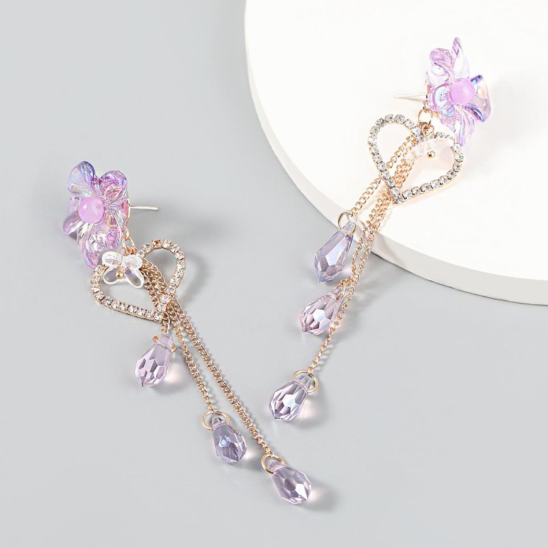 Pearl Flower Earrings Alloy Diamond Acrylic-Jewearrings