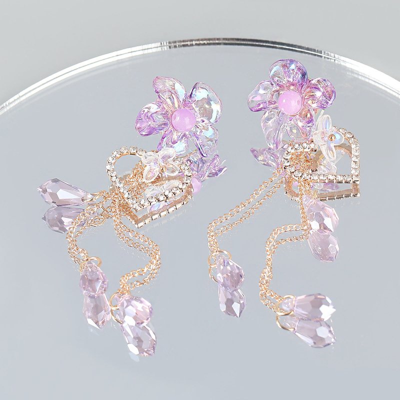 Pearl Flower Earrings Alloy Diamond Acrylic-Jewearrings