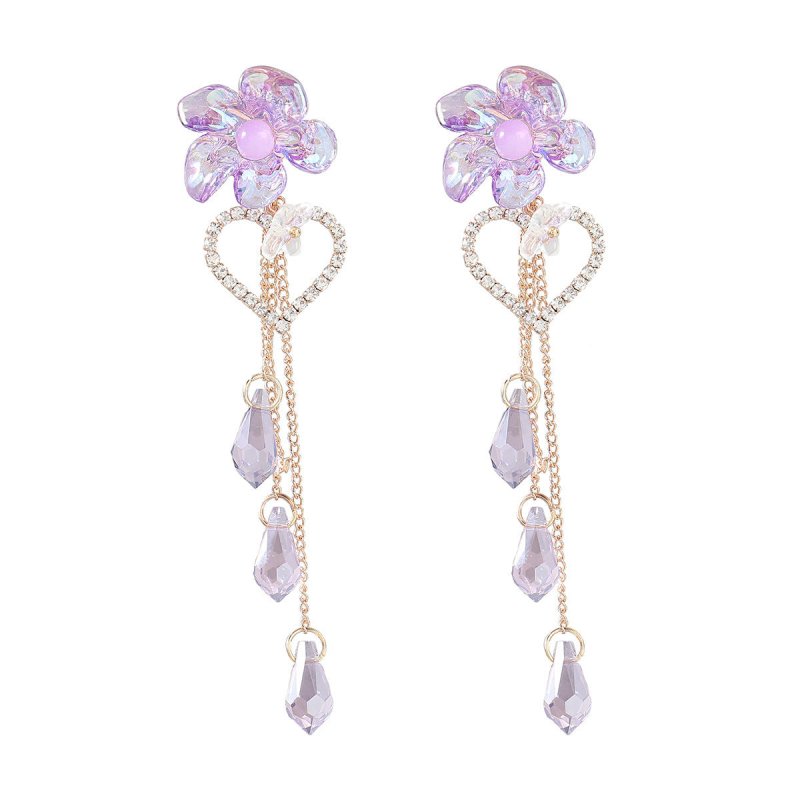 Pearl Flower Earrings Alloy Diamond Acrylic-Jewearrings