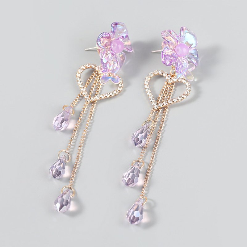 Pearl Flower Earrings Alloy Diamond Acrylic-Jewearrings