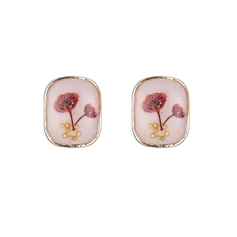 Pearl Flower Earrings Amber Stud Earrings-Jewearrings