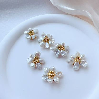 Pearl Flower Earrings Baroque Earrings-Jewearrings