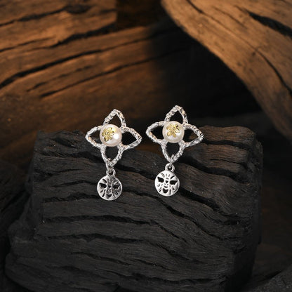 Pearl Flower Earrings Bee Flower Temperament-Jewearrings