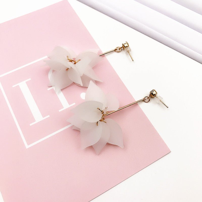 Pearl Flower Earrings Bow Tassel Earrings-Jewearrings