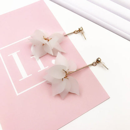 Pearl Flower Earrings Bow Tassel Earrings-Jewearrings