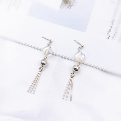 Pearl Flower Earrings Bow Tassel Earrings-Jewearrings