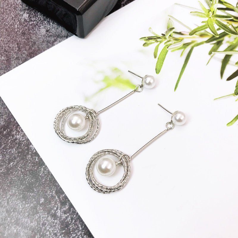 Pearl Flower Earrings Bow Tassel Earrings-Jewearrings