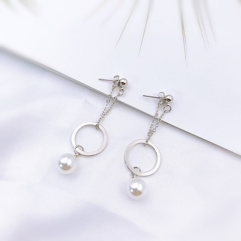 Pearl Flower Earrings Bow Tassel Earrings-Jewearrings