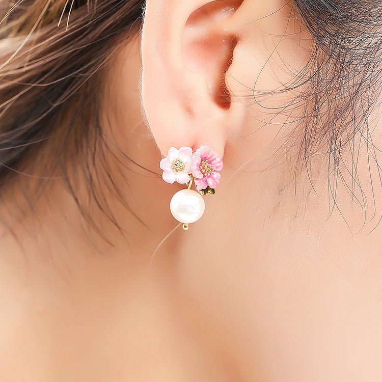 Pearl Flower Earrings - Bridal Flower Shell-Jewearrings