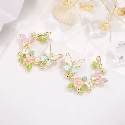 Pearl Flower Earrings Butterfly-Jewearrings