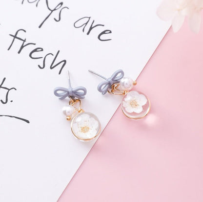 Pearl Flower Earrings Cherry Blossom Earrings-Jewearrings