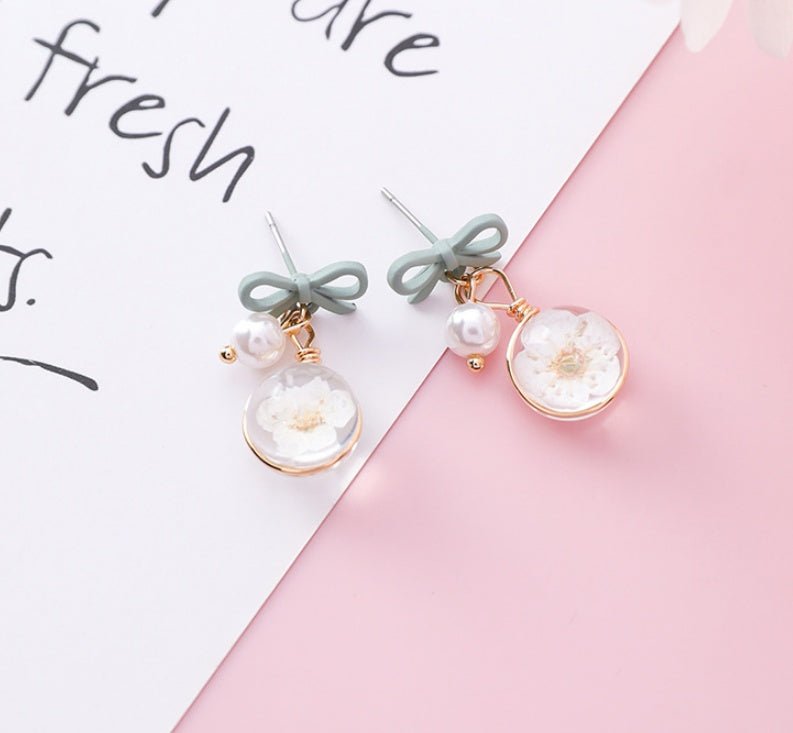 Pearl Flower Earrings Cherry Blossom Earrings-Jewearrings