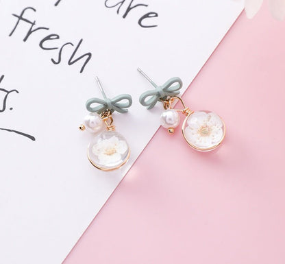 Pearl Flower Earrings Cherry Blossom Earrings-Jewearrings