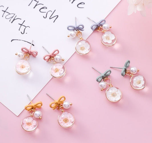 Pearl Flower Earrings Cherry Blossom Earrings-Jewearrings