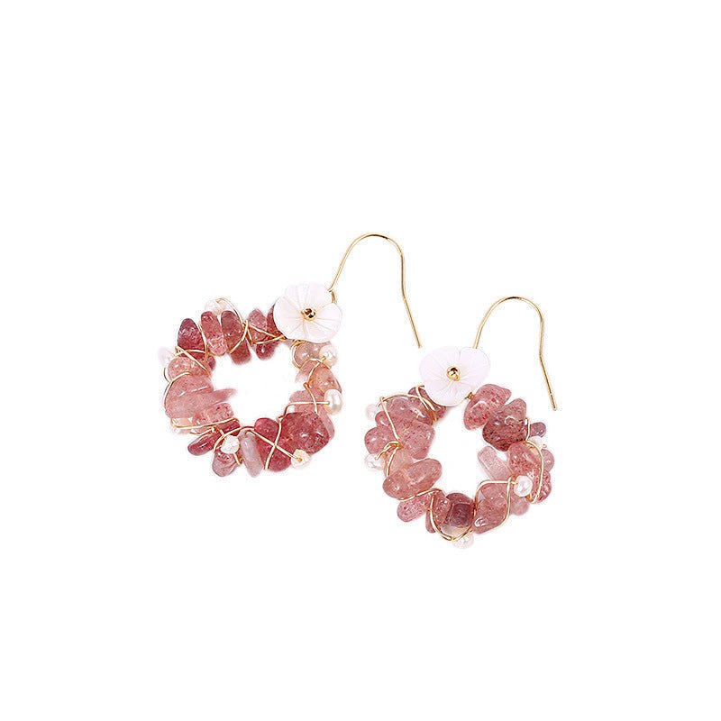 Pearl Flower Earrings Crystal-Jewearrings