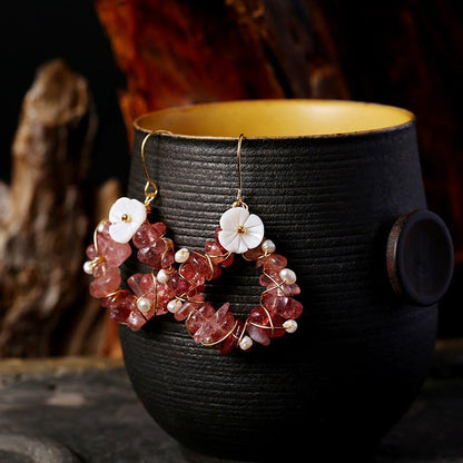 Pearl Flower Earrings Crystal-Jewearrings