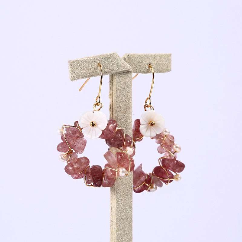 Pearl Flower Earrings Crystal-Jewearrings