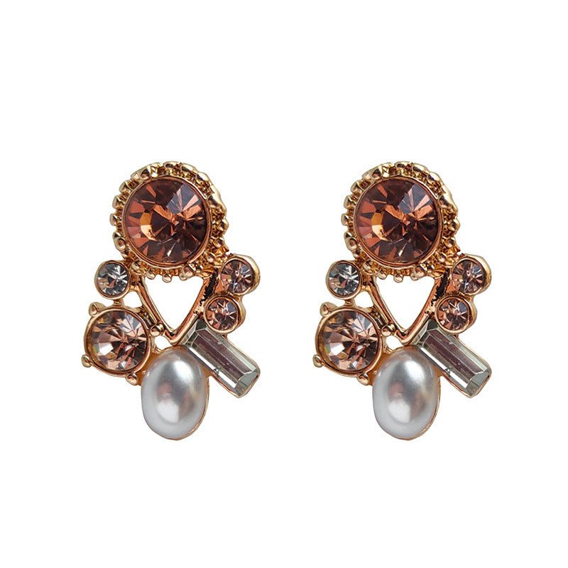 Pearl Flower Earrings Crystal Women's Studs-Jewearrings