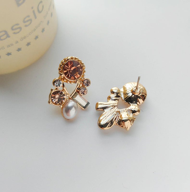 Pearl Flower Earrings Crystal Women's Studs-Jewearrings